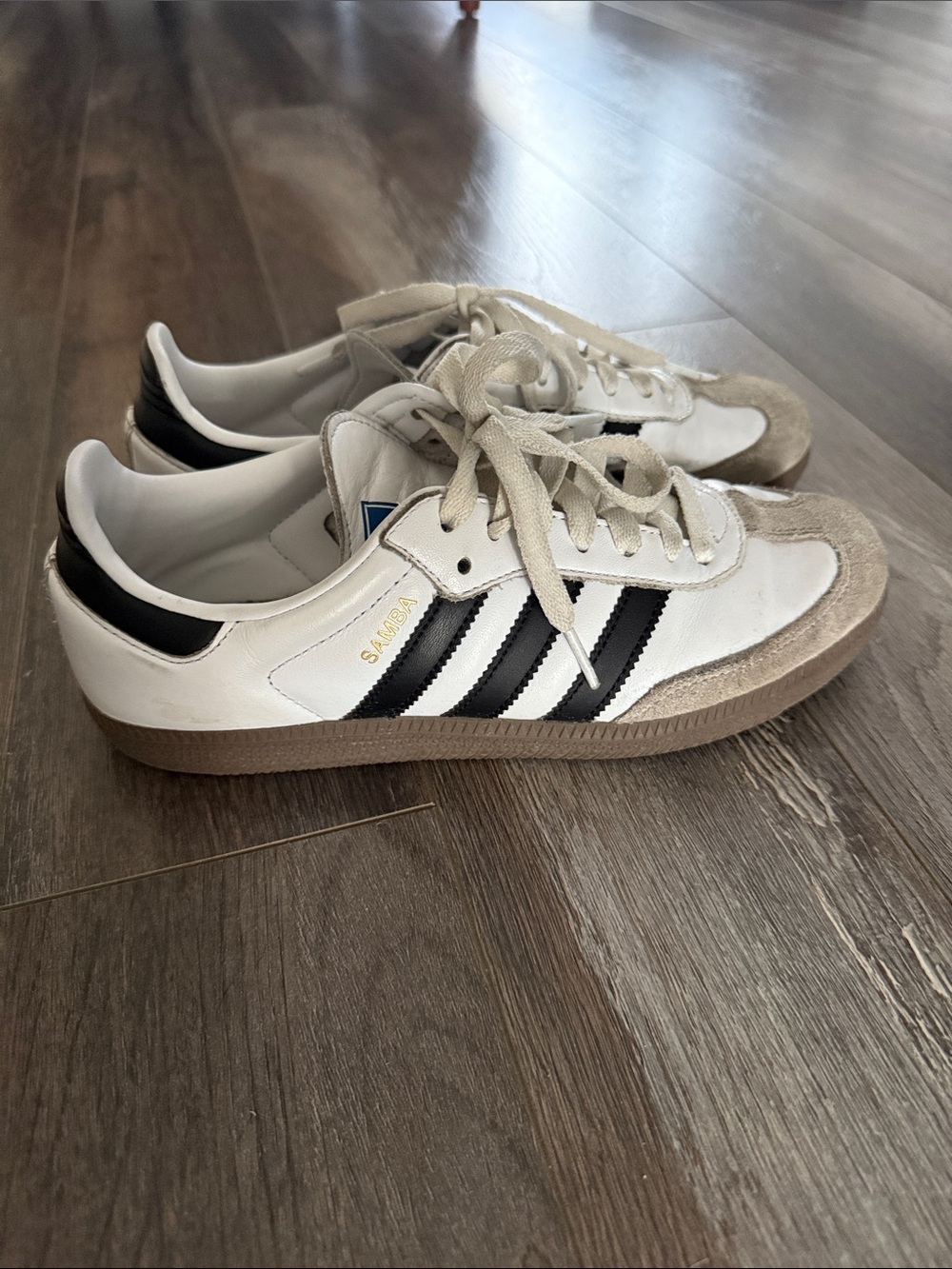 adidas Samba Sneakers in White, Black and Brown Gum Sole